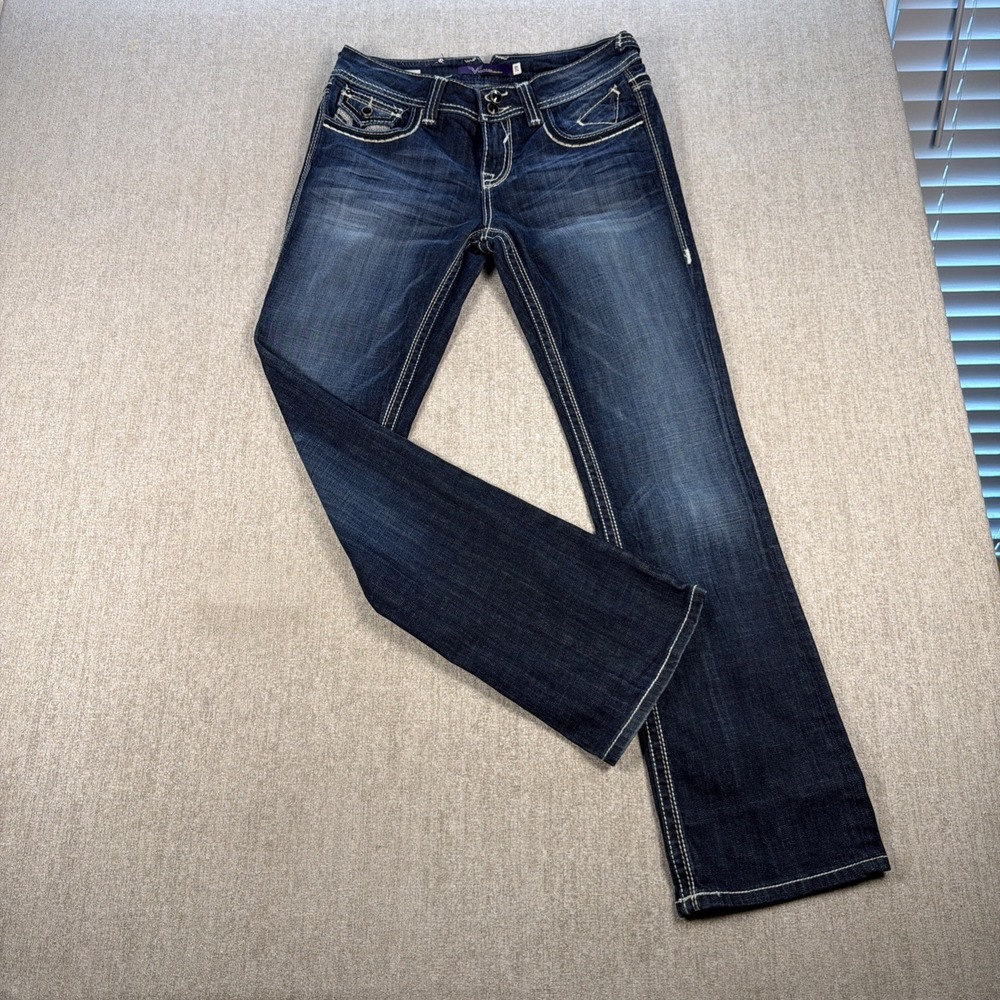 Vigoss Bootcut Jeans Women's Size 29 Dark Blue Denim Boot Cut Designer Stitch